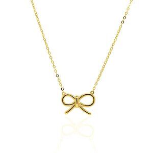 NWT Leah Ribbon Bow Necklace // 14kt Gold Vermeil